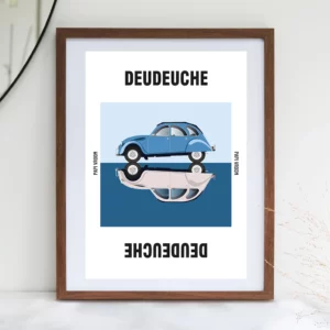 Affiche voiture ancienne Citroën 2cv Deudeuche