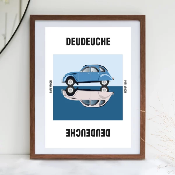 Affiche voiture ancienne Citroën 2cv Deudeuche