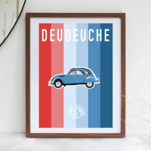 Affiche voiture ancienne Citroën 2cv Deudeuche
