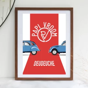 Affiche voiture ancienne Citroën 2cv Deudeuche