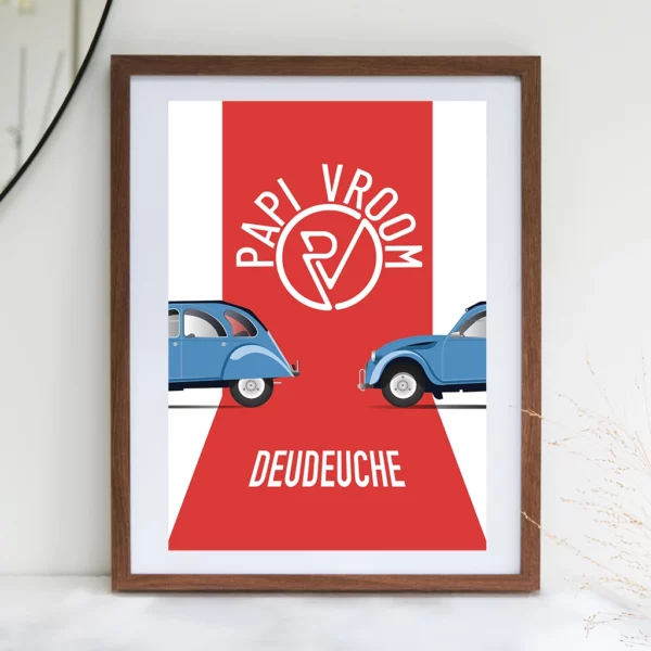 Affiche voiture ancienne Citroën 2cv Deudeuche