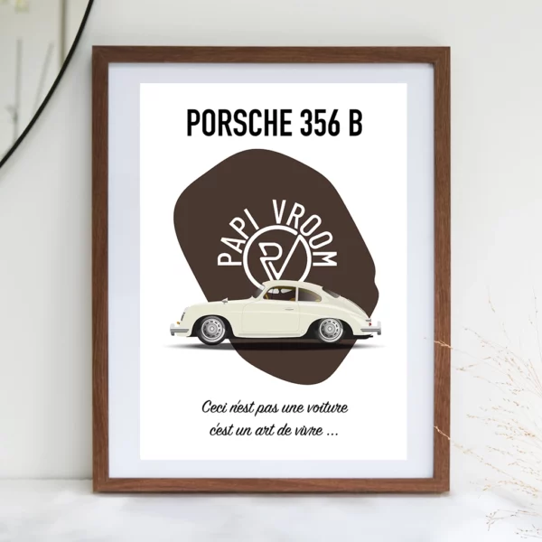 Affiche voiture ancienne Porsche 356B