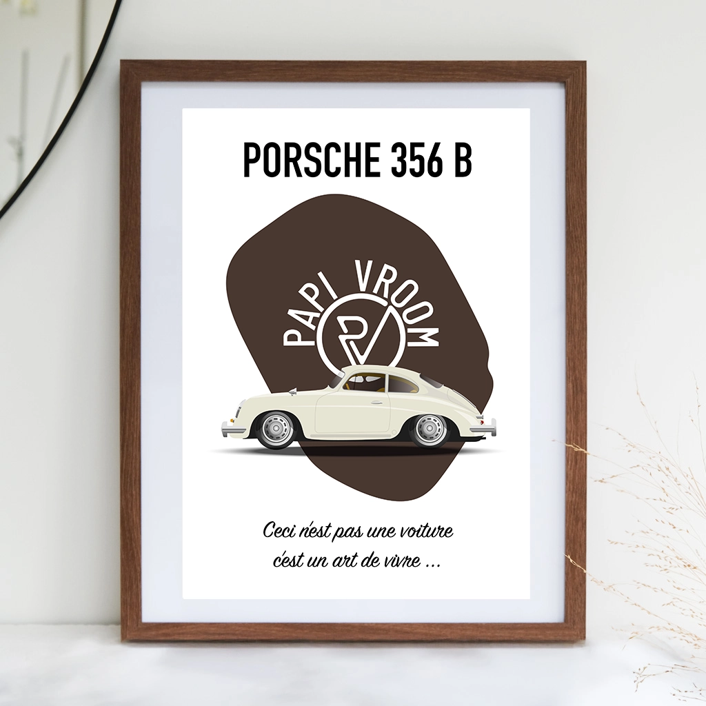 Affiche voiture ancienne Porsche 356B