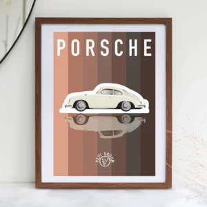 Affiche voiture ancienne Porsche 356B