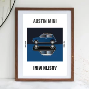 Affiche voiture ancienne Austin Mini
