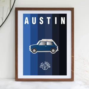 Affiche voiture ancienne Austin Mini