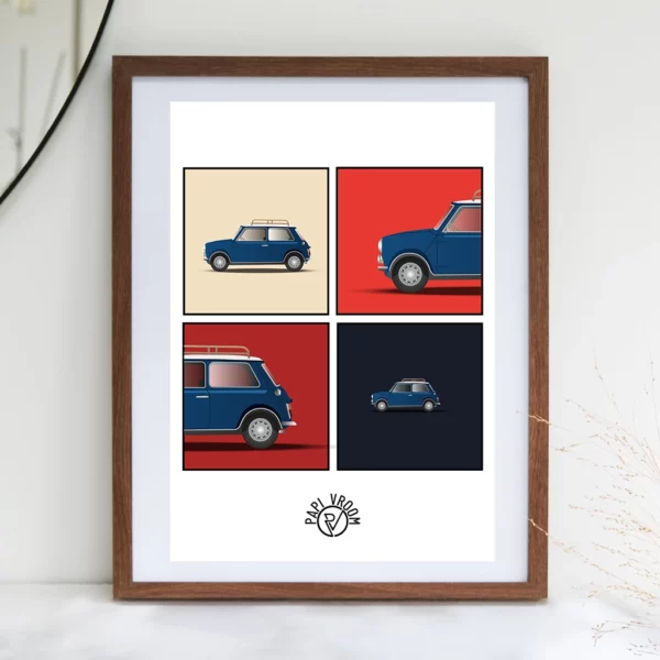 Affiche voiture ancienne Austin Mini
