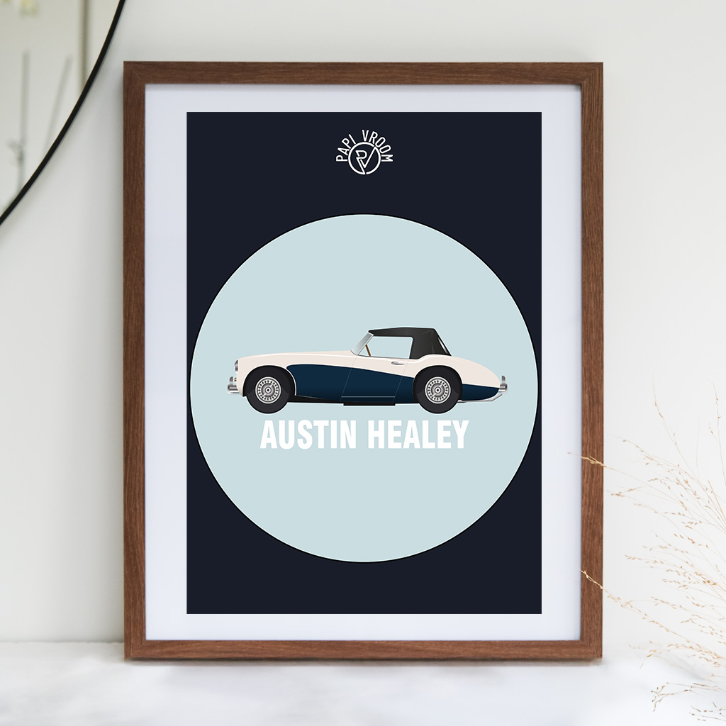 Affiche voiture ancienne Austin Healey