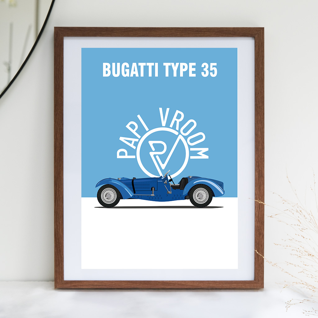 Affiche voiture ancienne Bugatti Type 35