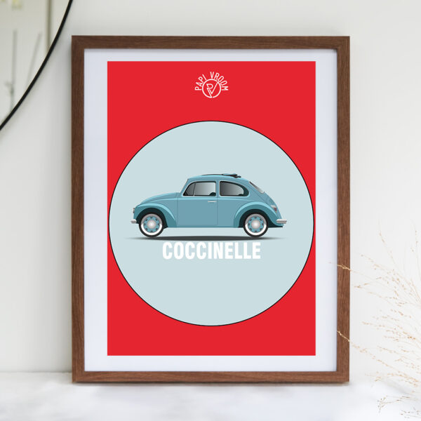 Affiche voiture ancienne Volkswagen Coccinelle Cox