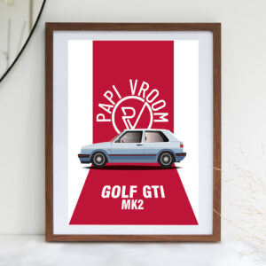Affiche voiture ancienne Volkswagen GTI MK2