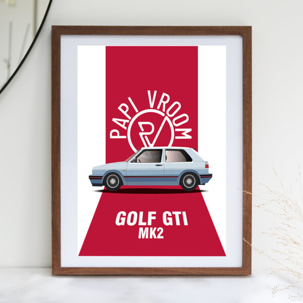 Affiche voiture ancienne Volkswagen GTI MK2