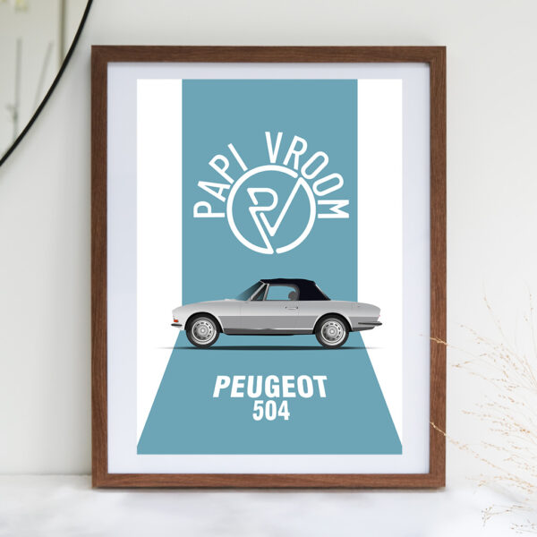 Affiche voiture ancienne Peugeot 504