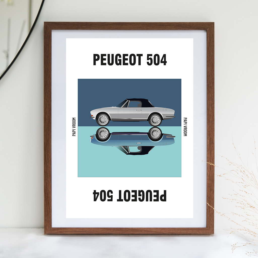 Affiche voiture ancienne Peugeot 504