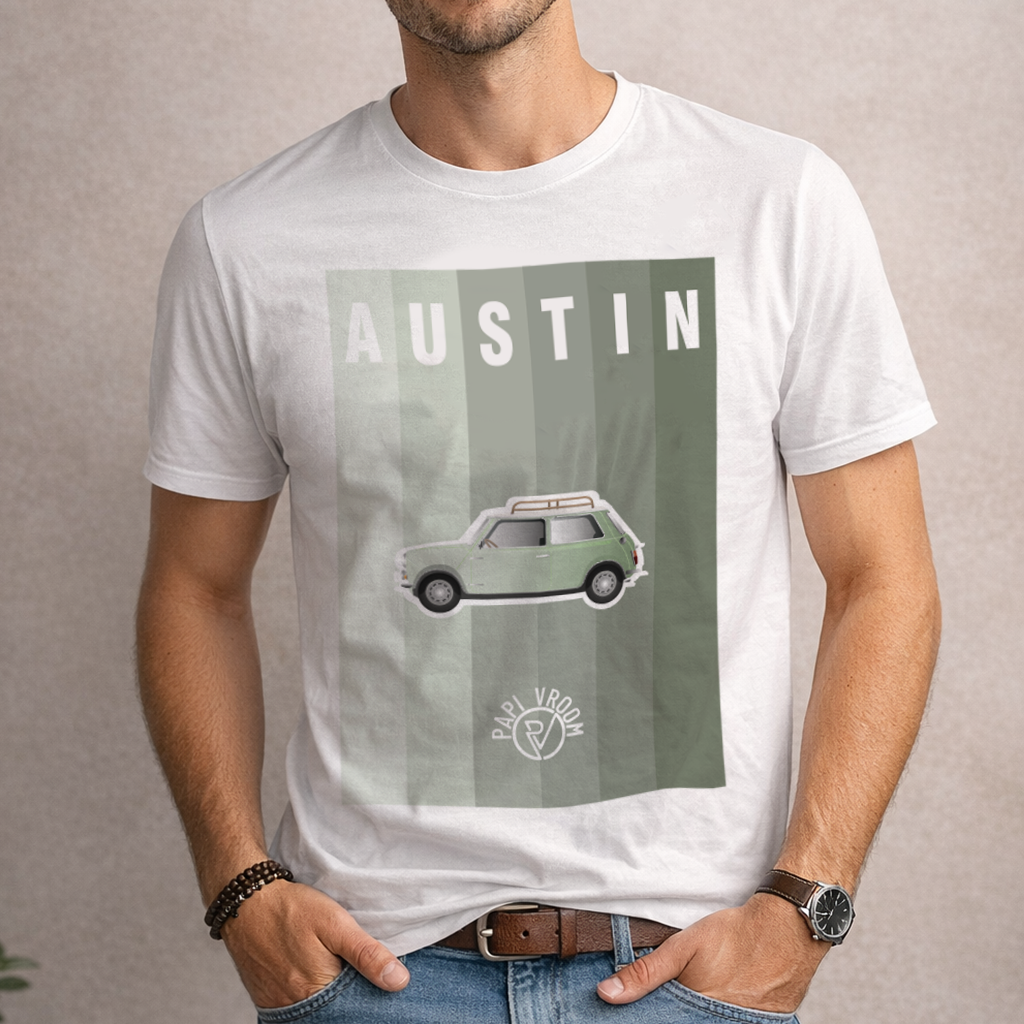 T-shirt imprimé voiture ancienne Austin Mini – Image 2