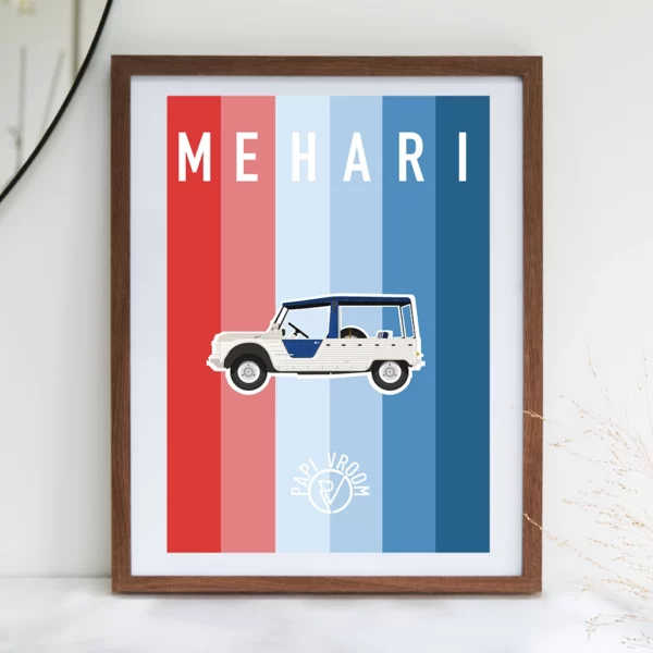 Affiche voiture ancienne Citroën Mehari