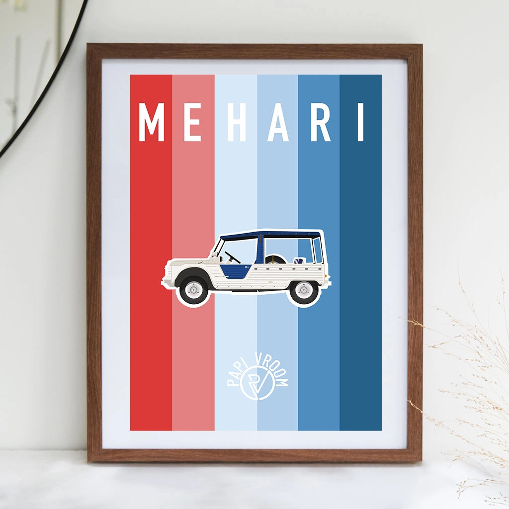 Affiche voiture ancienne Citroën Mehari