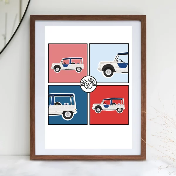 Affiche voiture ancienne Citroën Mehari