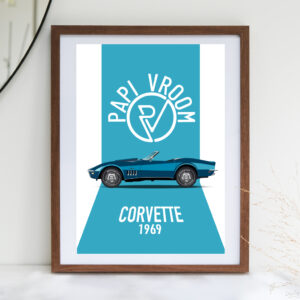 Affiche voiture ancienne Corvette C3