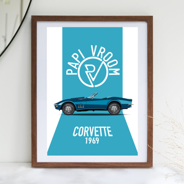 Affiche voiture ancienne Corvette C3