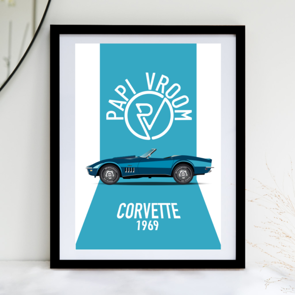 Affiche voiture ancienne Corvette C3