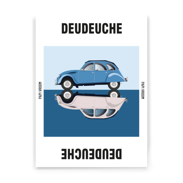 Affiche voiture ancienne Citroën 2cv Deudeuche