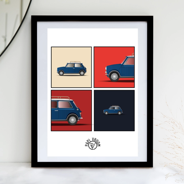 Affiche voiture ancienne Austin Mini
