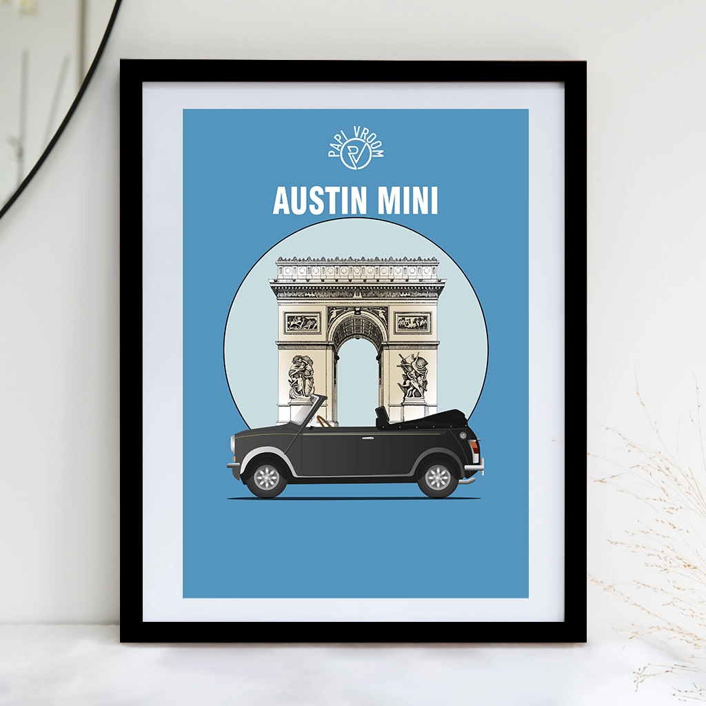 Affiche voiture ancienne Austin Mini arc de triomphe – Image 2