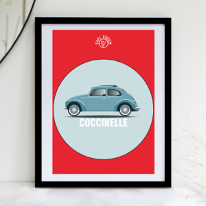 Affiche voiture ancienne Volkswagen Coccinelle Cox – Image 2