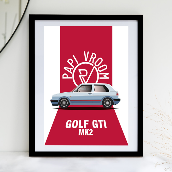 Affiche voiture ancienne Volkswagen GTI MK2