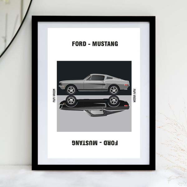 Affiche voiture ancienne Ford Mustang