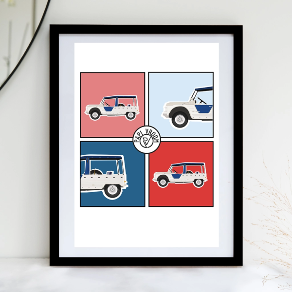 Affiche voiture ancienne Citroën Mehari
