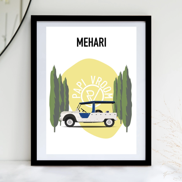 Affiche voiture ancienne Citroën Mehari