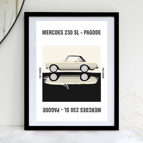 Affiche voiture ancienne Mercedes Pagode