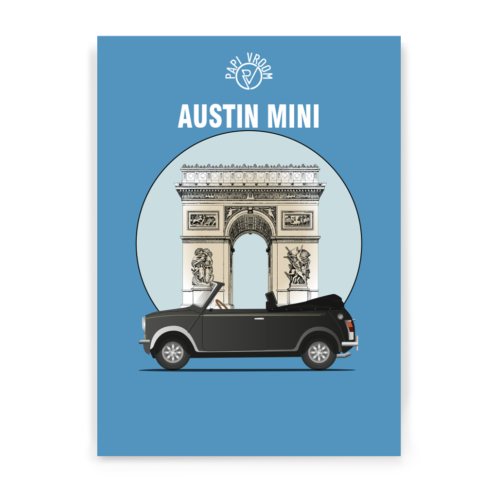 Affiche voiture ancienne Austin Mini arc de triomphe – Image 3