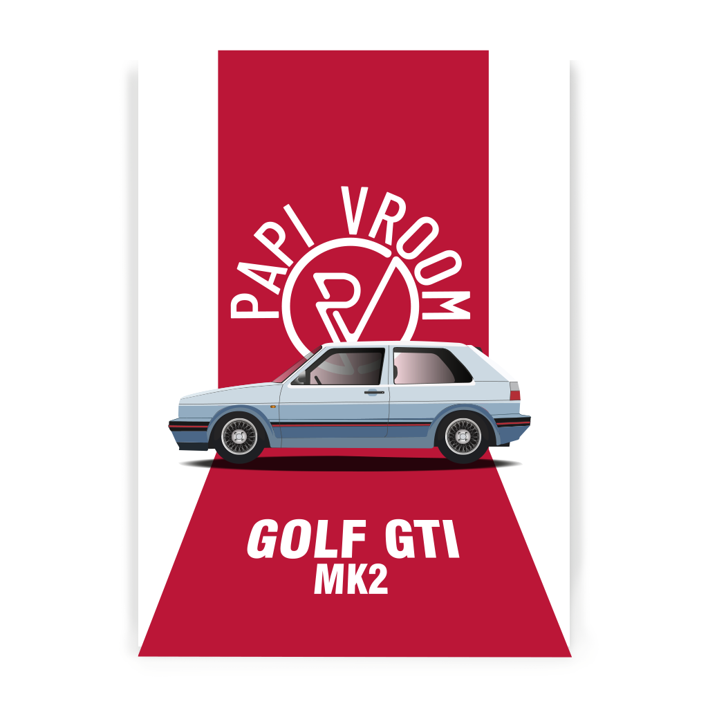 Affiche voiture ancienne Volkswagen GTI MK2 – Image 3