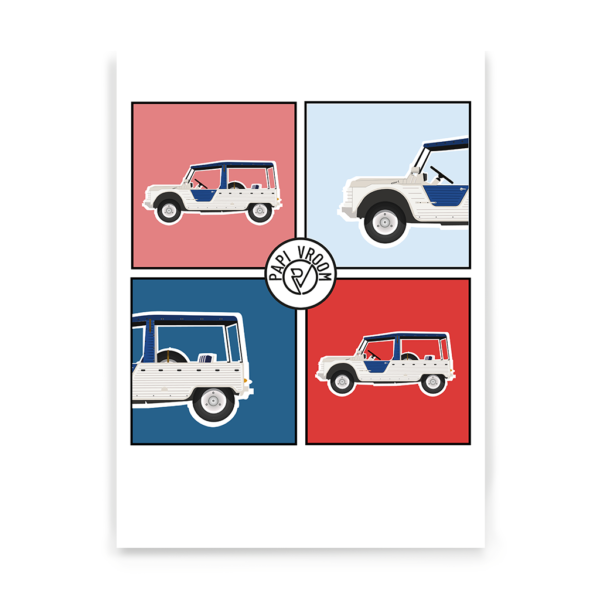 Affiche voiture ancienne Citroën Mehari