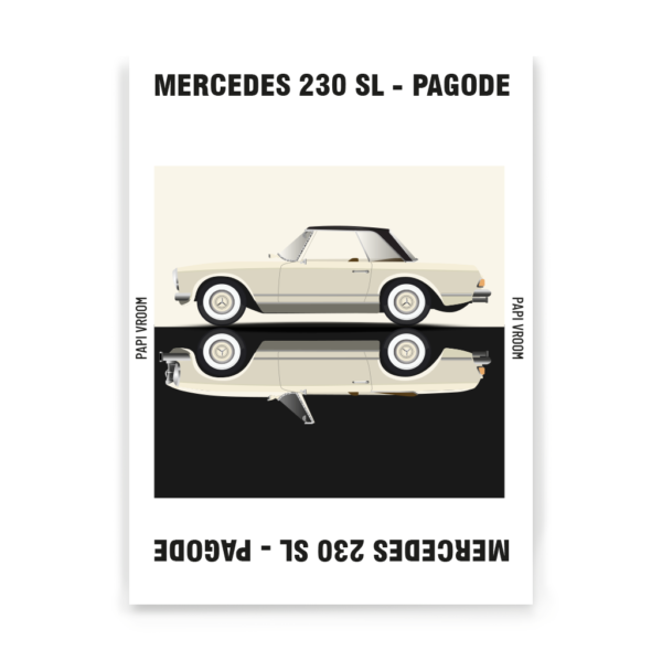 Affiche voiture ancienne Mercedes Pagode