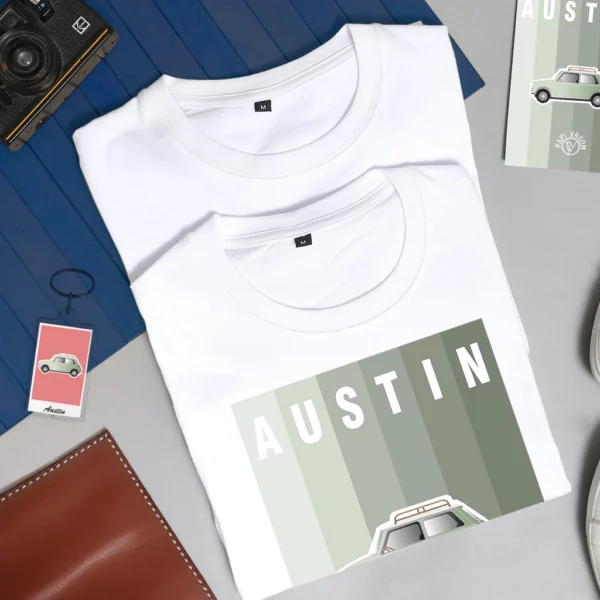 T-shirt imprimé voiture ancienne Austin Mini