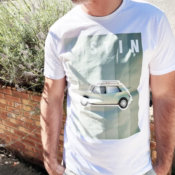 T-shirt imprimé voiture ancienne Austin Mini
