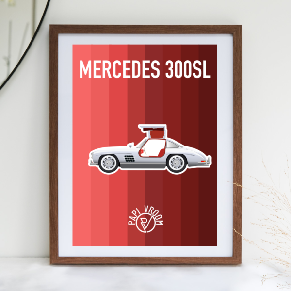 Affiche voiture ancienne Mercedes 300SL