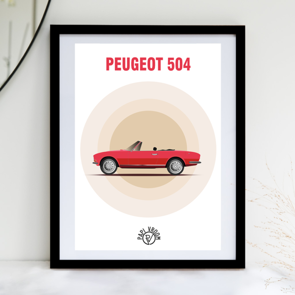 Affiche voiture ancienne Peugeot 504 cabriolet