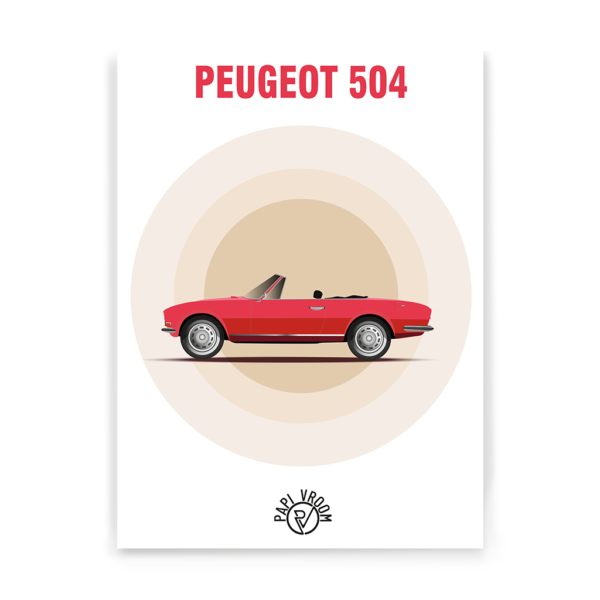 Affiche voiture ancienne Peugeot 504 cabriolet