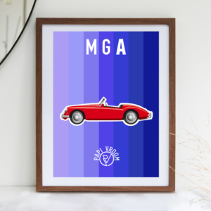 Affiche voiture ancienne MGA