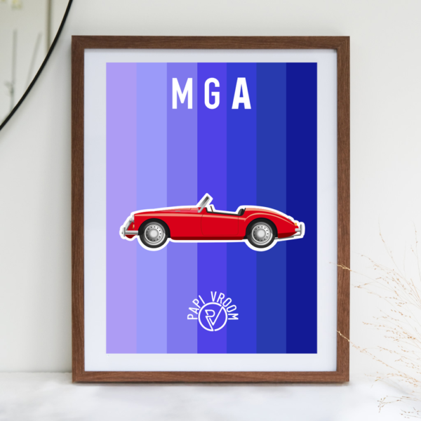 Affiche voiture ancienne MGA
