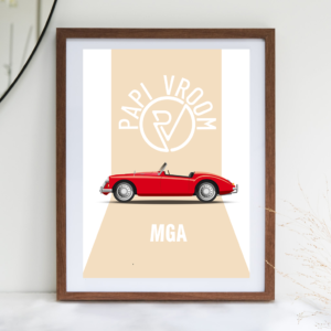 Affiche voiture ancienne MGA