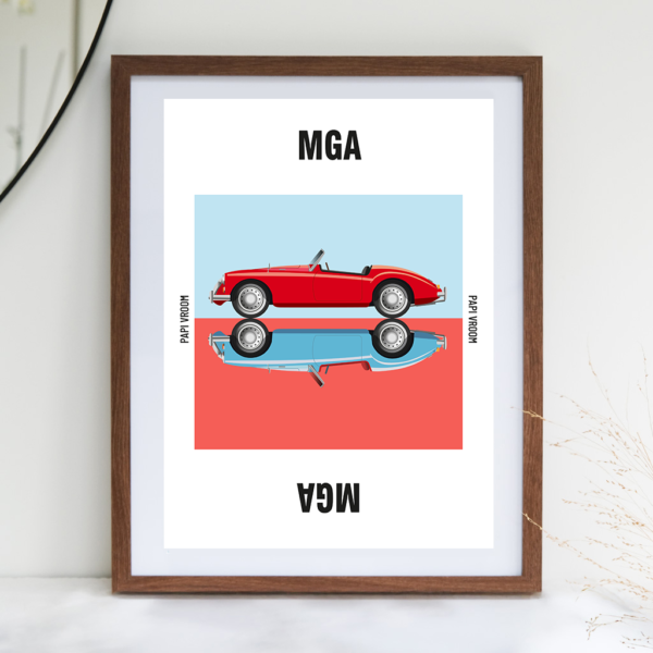 Affiche voiture ancienne MGA