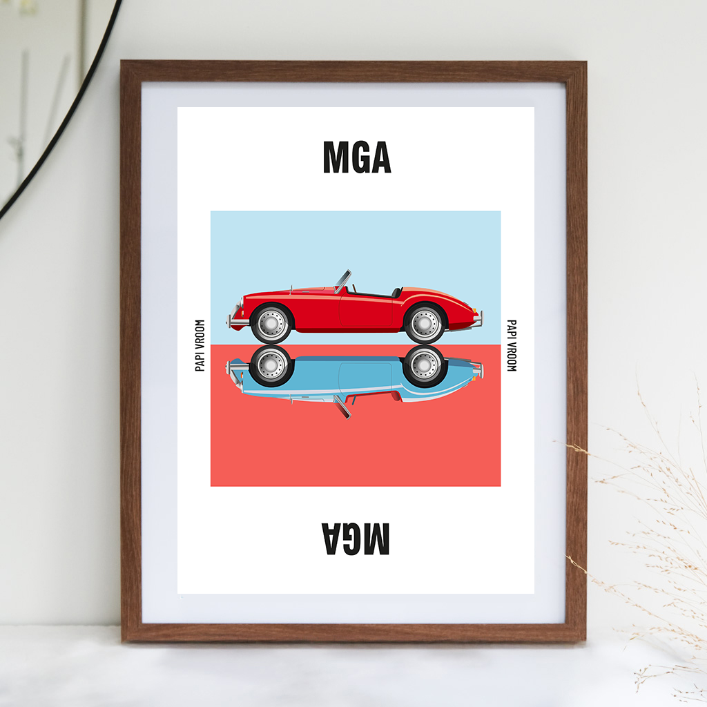 Affiche voiture ancienne MGA