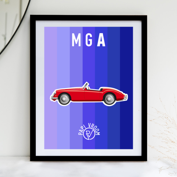 Affiche voiture ancienne MGA