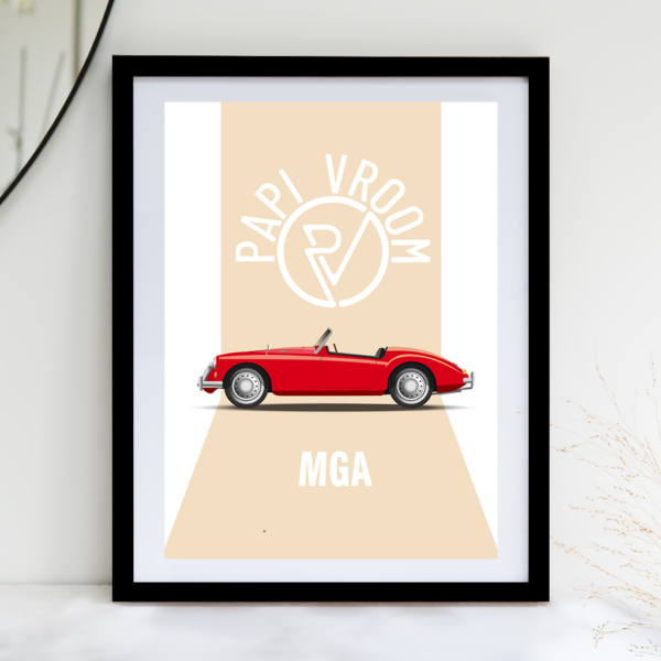 Affiche voiture ancienne MGA